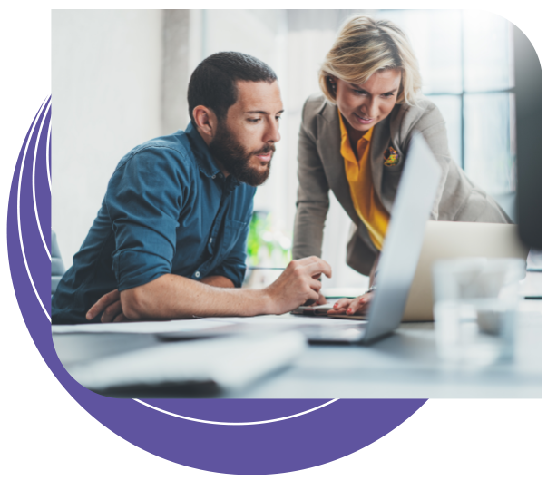 Commercial-About-Us Man and woman looking at screen